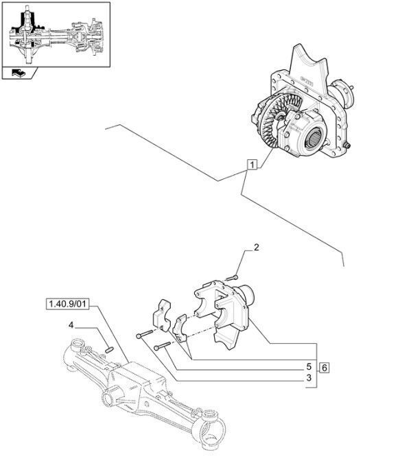 Reman-axle differential 87657522R na zdjęciu: 1 differensial for New Holland T6090 T6070  hjul traktor